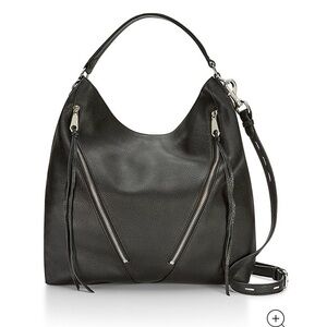 Rebecca Minkoff 'Moto' Hobo Bag in black with silver zipper